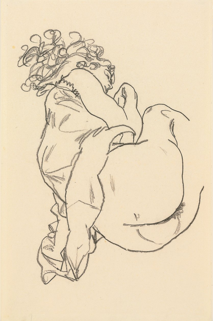 Liggande naken; Liegende, 1917 av Egon Schiele