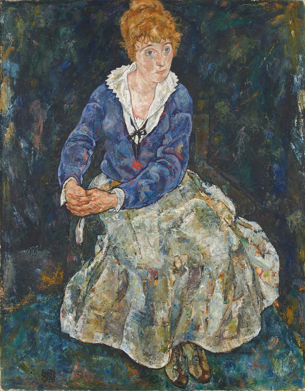 Porträtt av Edith Schiele, konstnärens hustru, 1918. av Egon Schiele