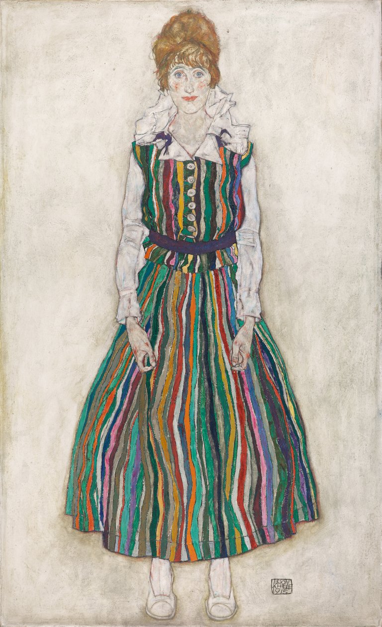 Porträtt av Edith Schiele, konstnärens fru av Egon Schiele