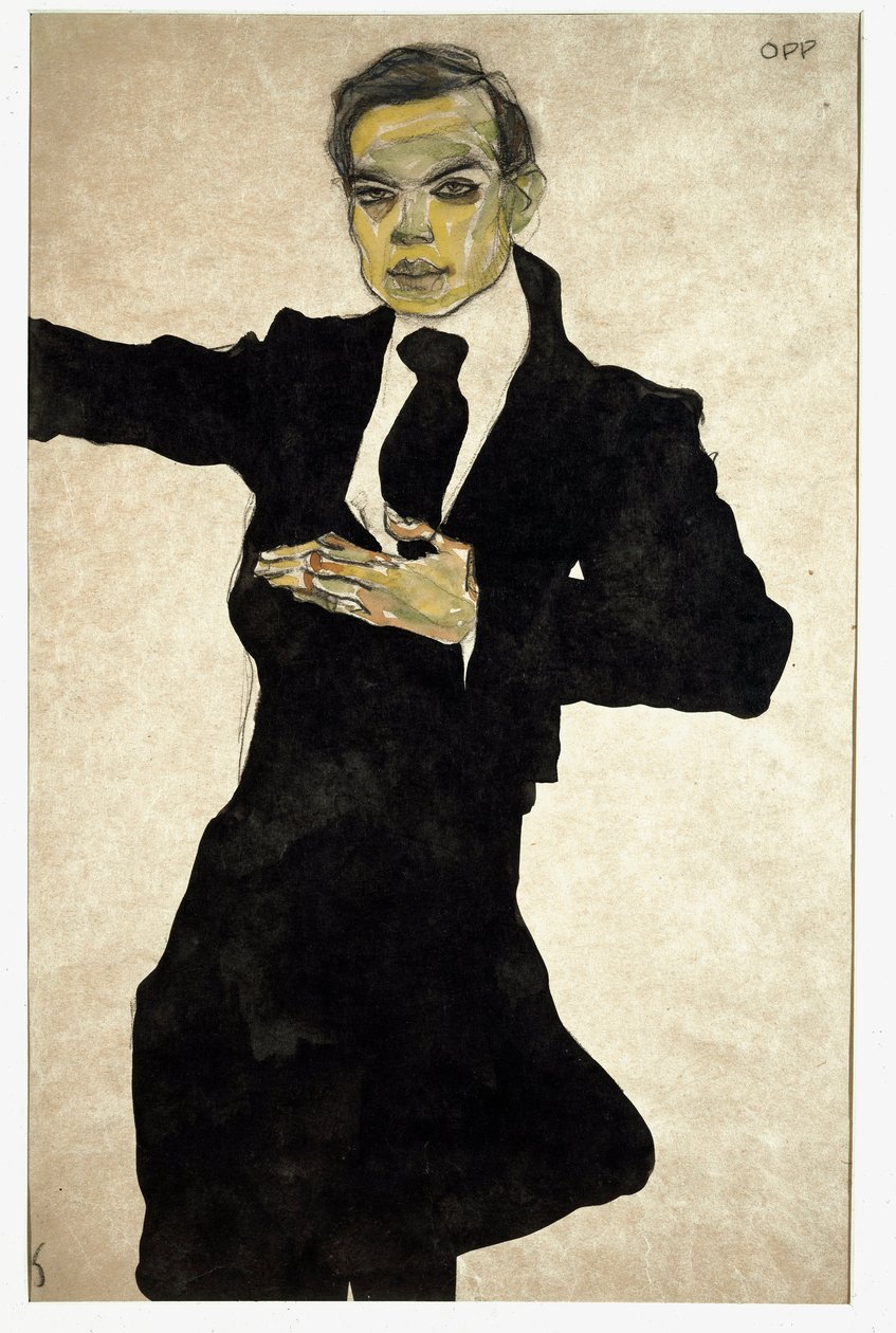 Porträtt av Max Oppenheimer (1885-1954), tysk målare Teckning av Egon Schiele (1890-1918), av Egon Schiele
