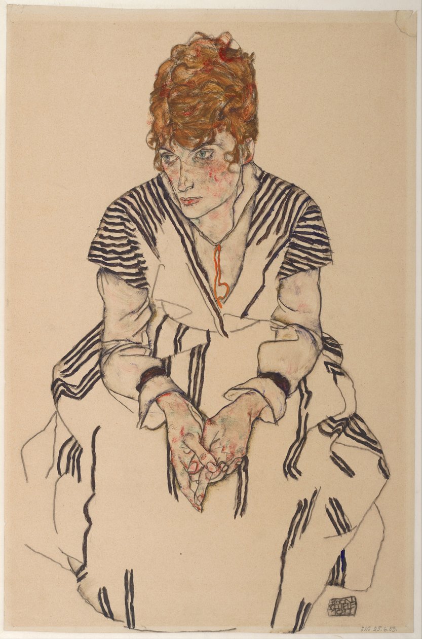 Porträtt av konstnärernas svägerska, Adele Harms, 1917 av Egon Schiele