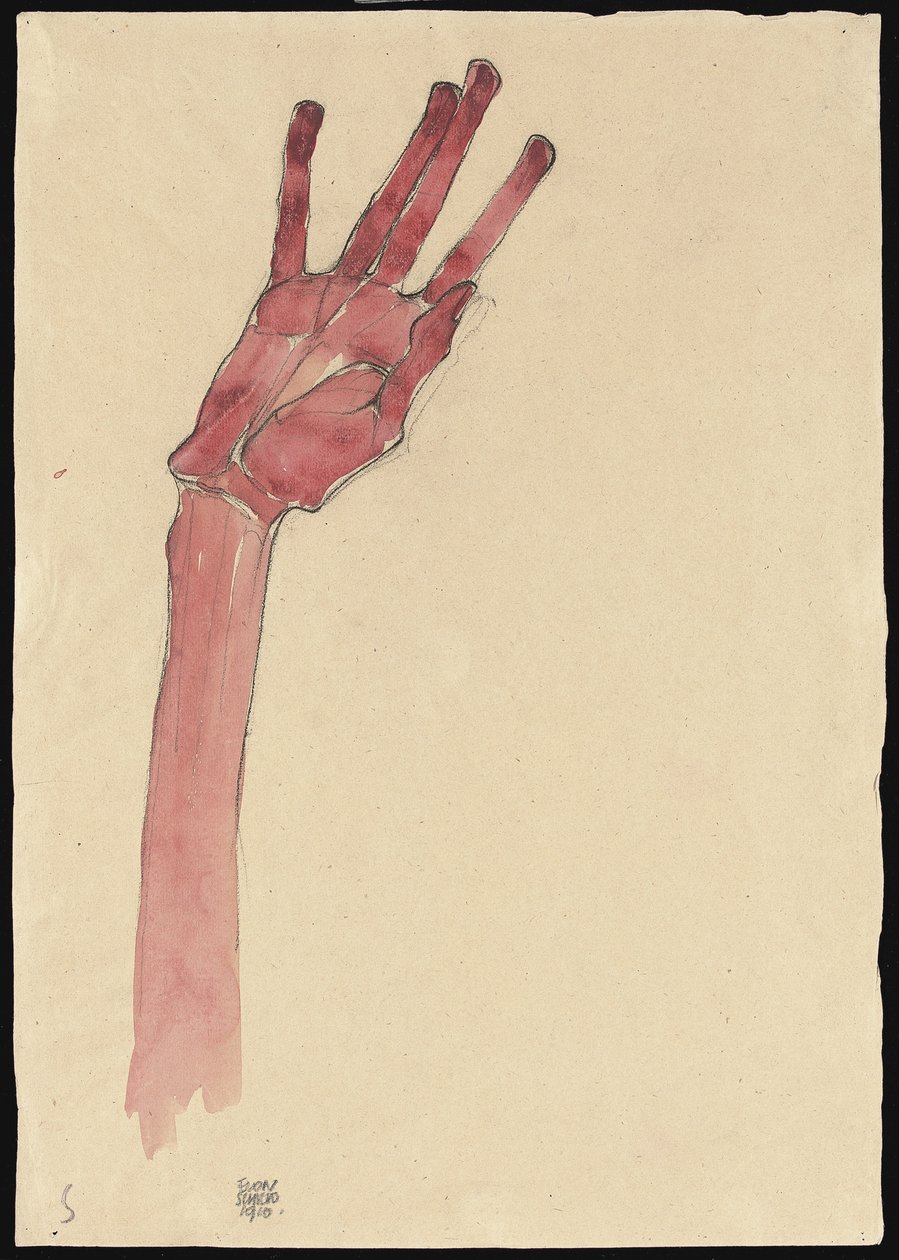 Upphöjd röd hand, 1910 av Egon Schiele