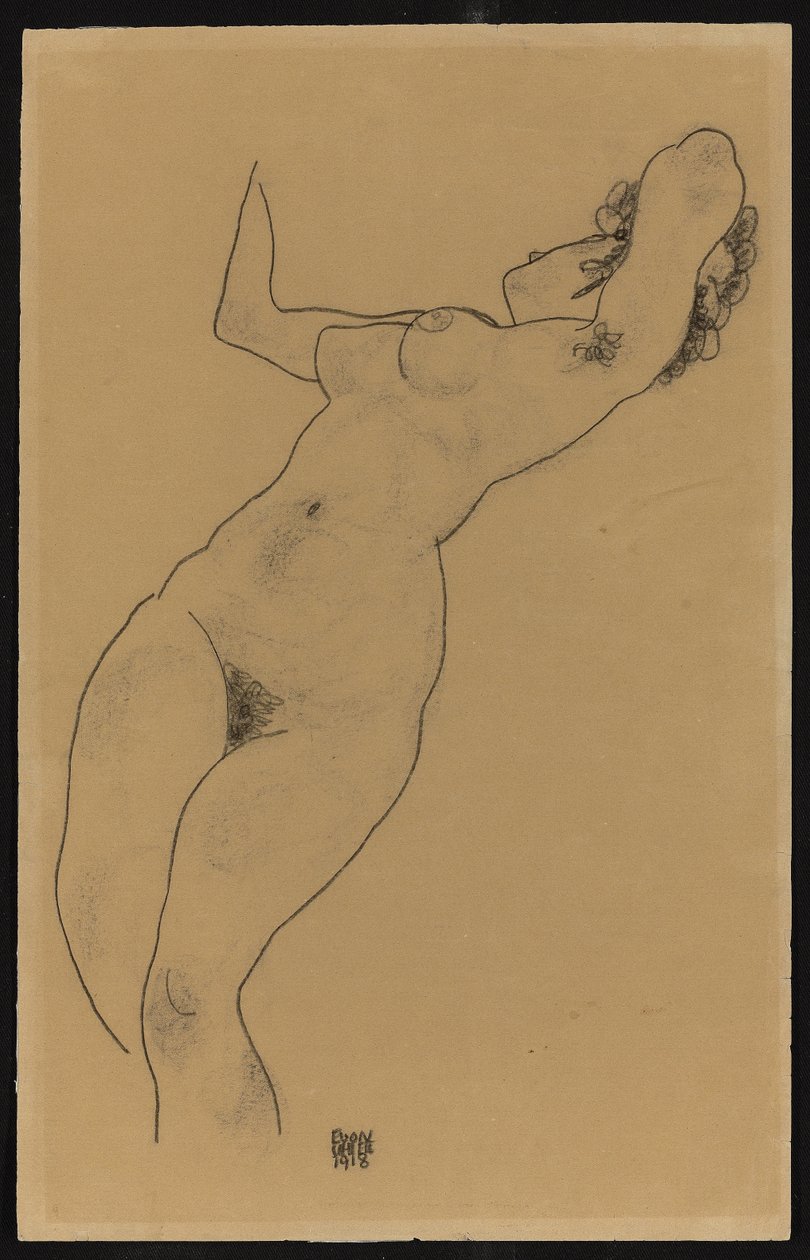 Liggande naken, 1918 av Egon Schiele