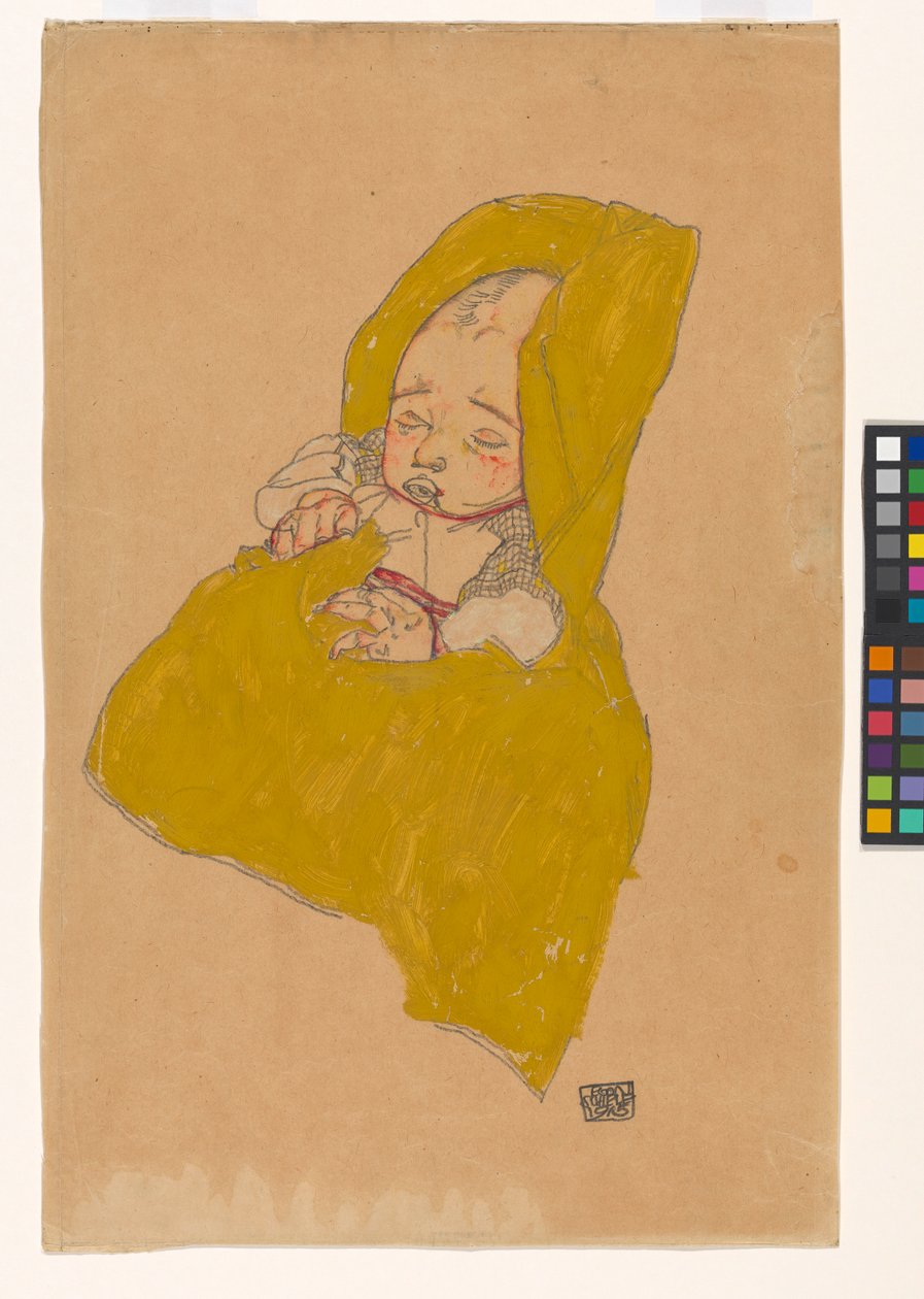 Säugling im Wickelpolster av Egon Schiele