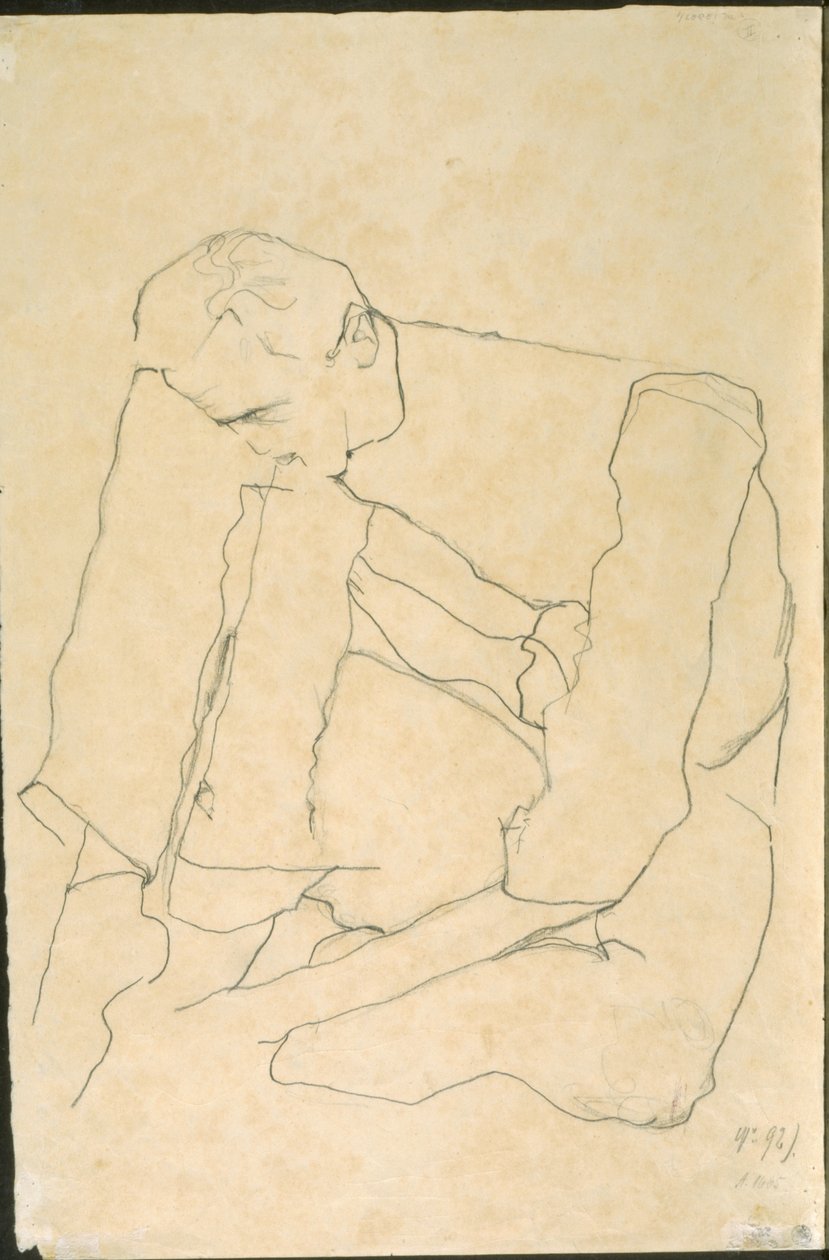 Sittande man (verso) av Egon Schiele
