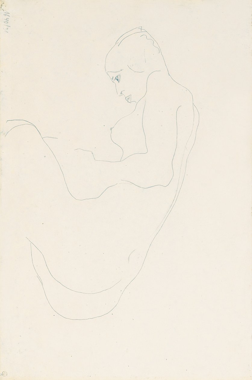 Sittande naken, 1912 av Egon Schiele