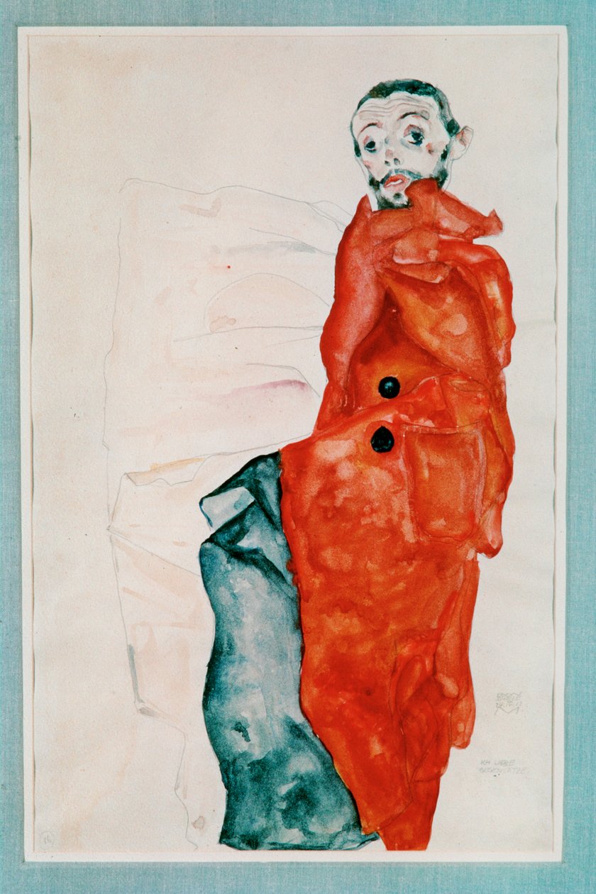 Selbstbildnis als Gefangener [Självporträtt som en ... (akvarell och blyerts) av Egon Schiele