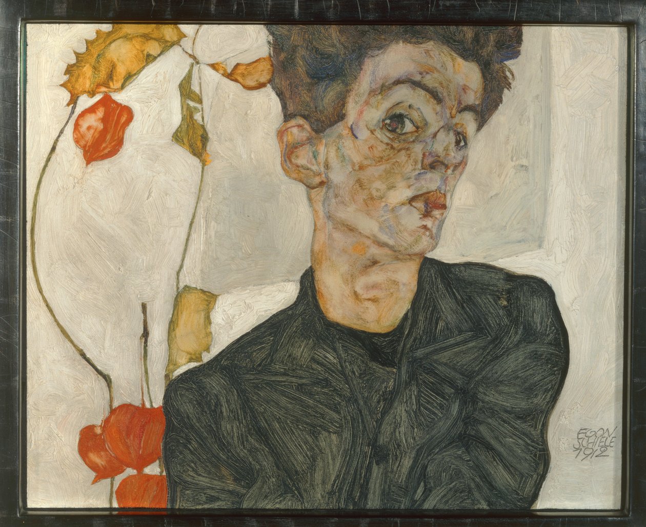 Självporträtt med lanterninfrukter ... (olja och akvarell på duk) av Egon Schiele