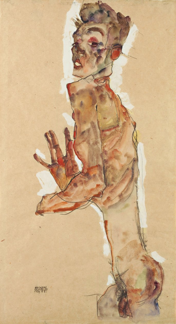 Självporträtt med utspridda fingrar, 1911 av Egon Schiele