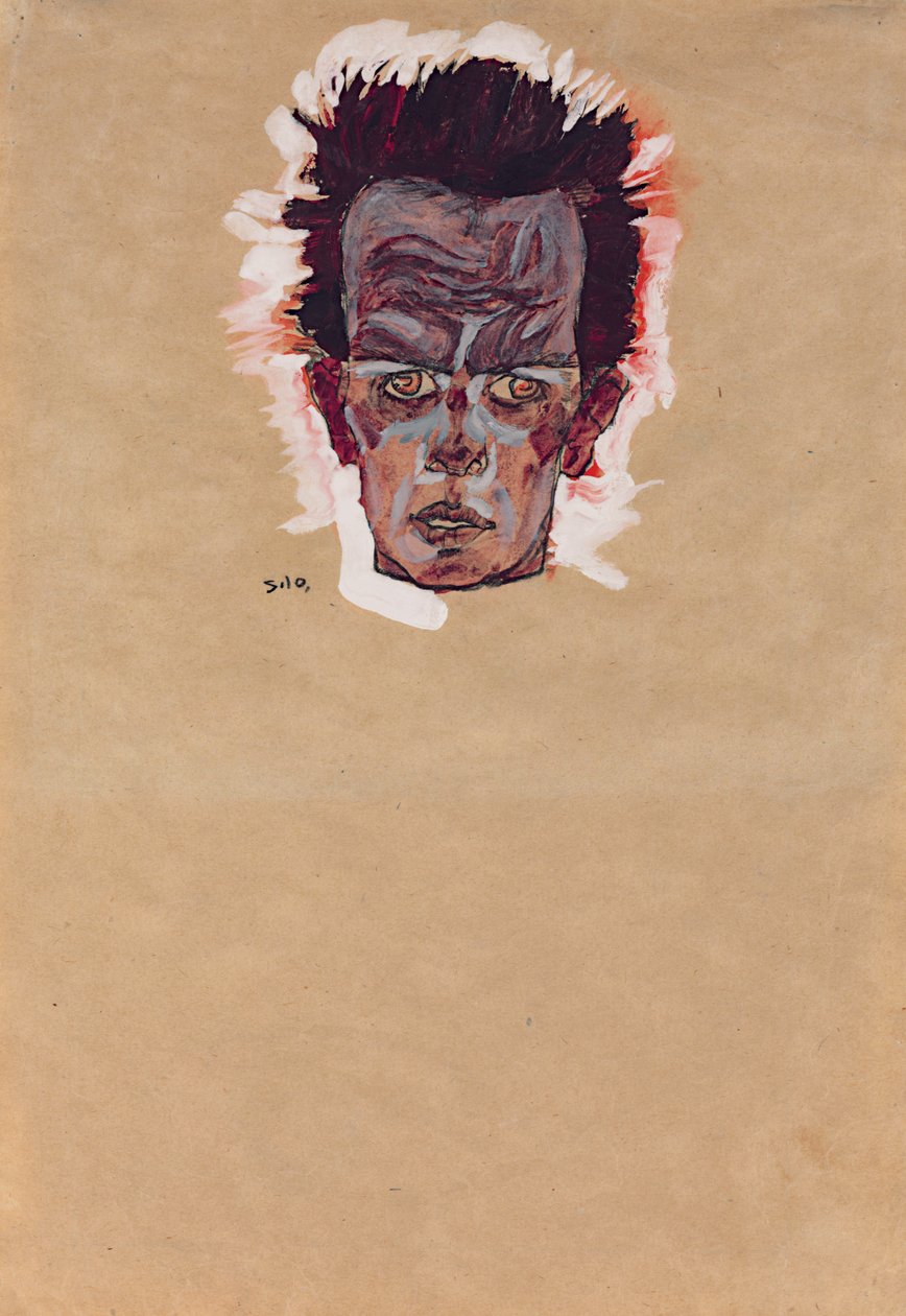 Självporträtt, Huvud; Självporträtt, huvud, 1910 av Egon Schiele