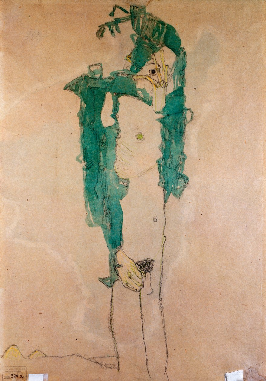 Självporträtt, ca 1910 av Egon Schiele