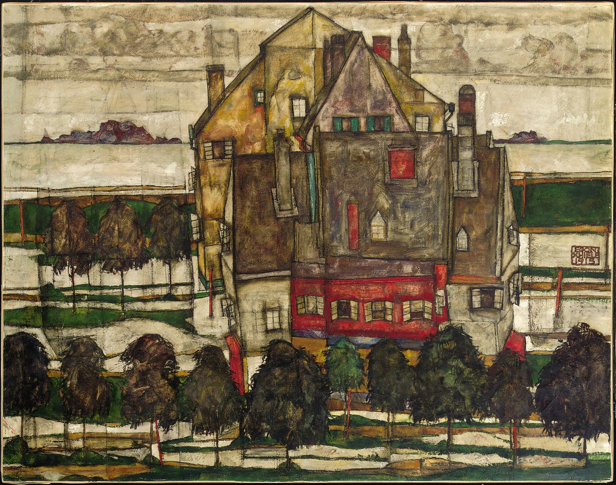enstaka hus (hus med berg); Enskilda hus (hus med berg) av Egon Schiele