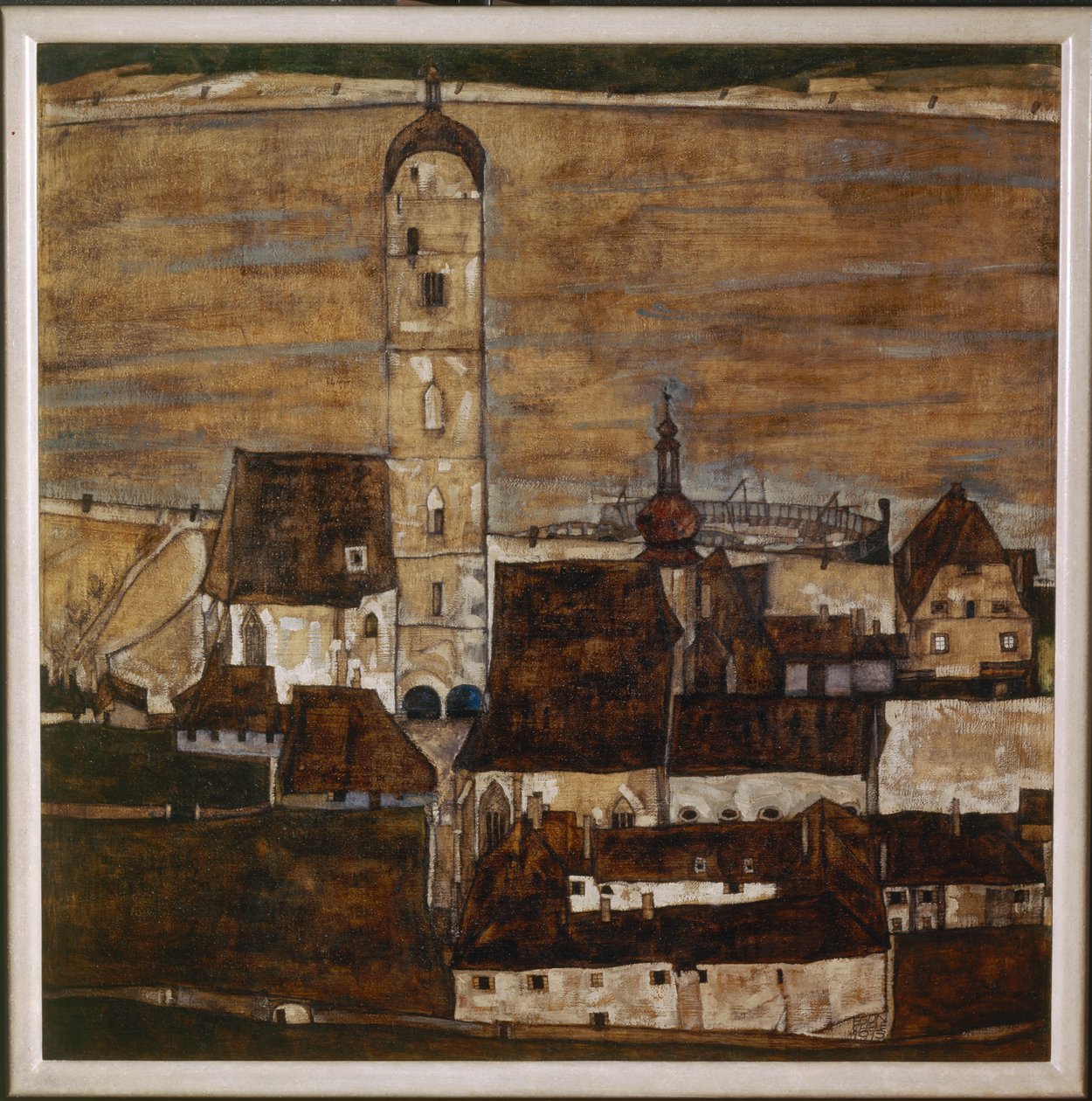 Stadt Stein II (målning på duk) av Egon Schiele