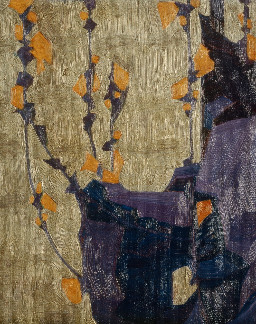 Stiliserad blomma mot en dekorativ bakgrund ... (brons) av Egon Schiele