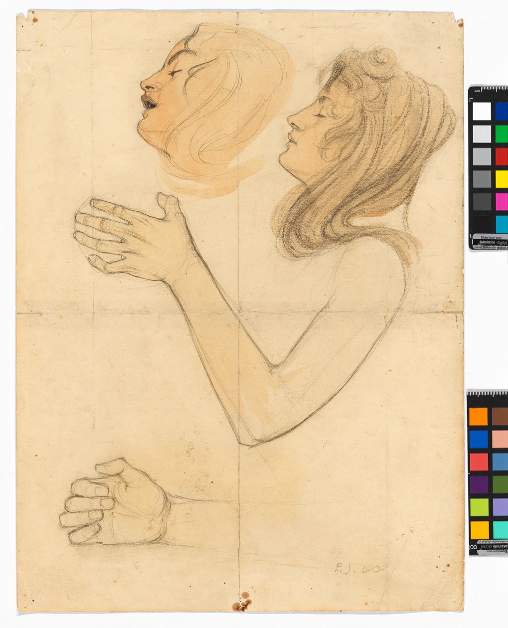 Studien der Schwester des Künstlers, Gertrude Schiele av Egon Schiele