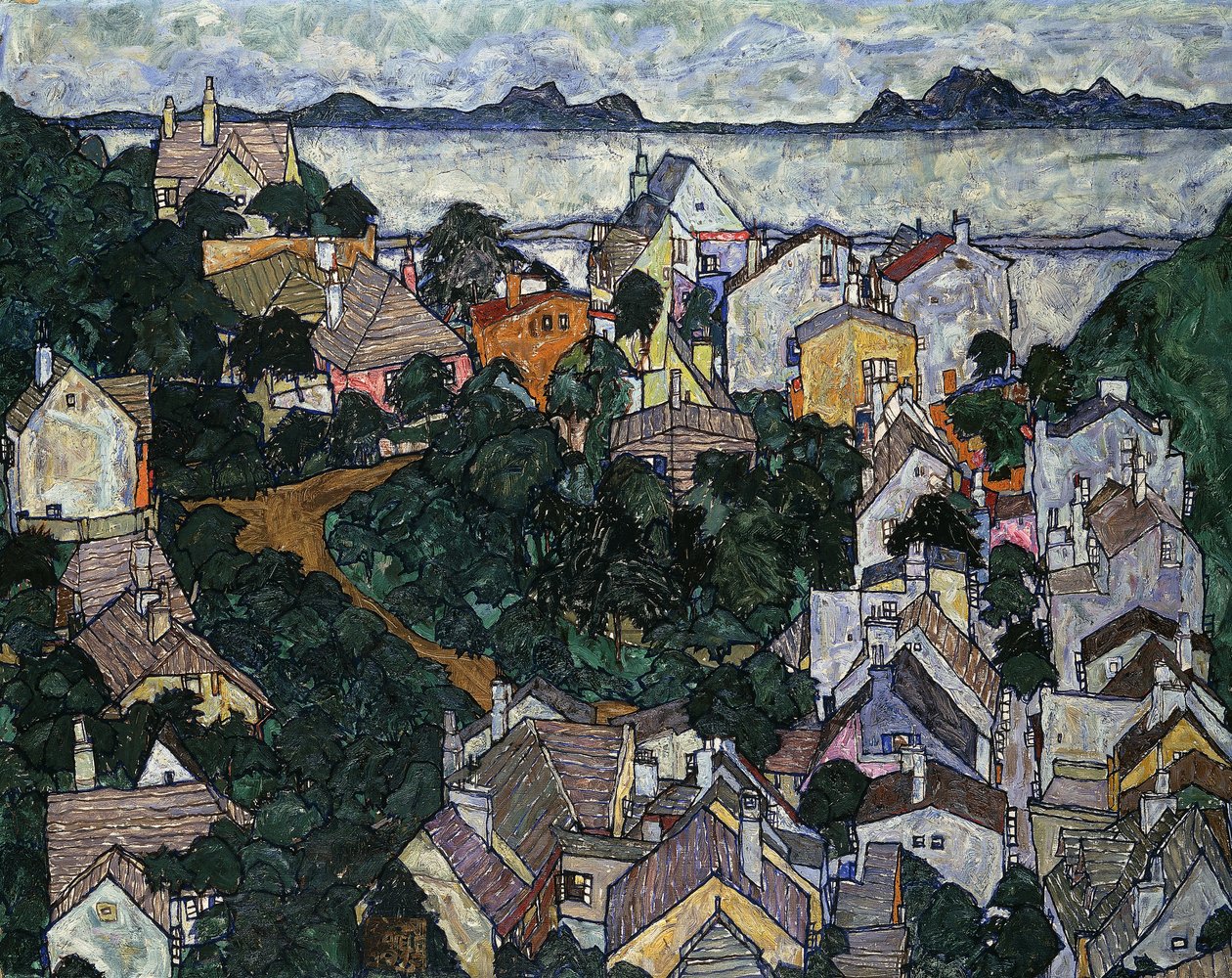 Sommarlandskap; Sommerlandschaft, 1917 av Egon Schiele