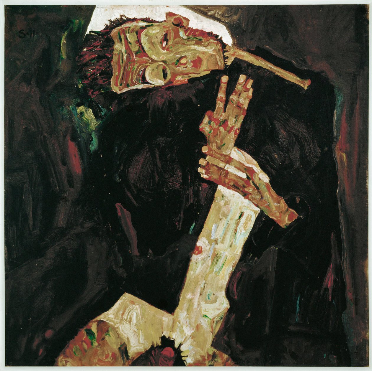 The Poet (målning på duk) av Egon Schiele
