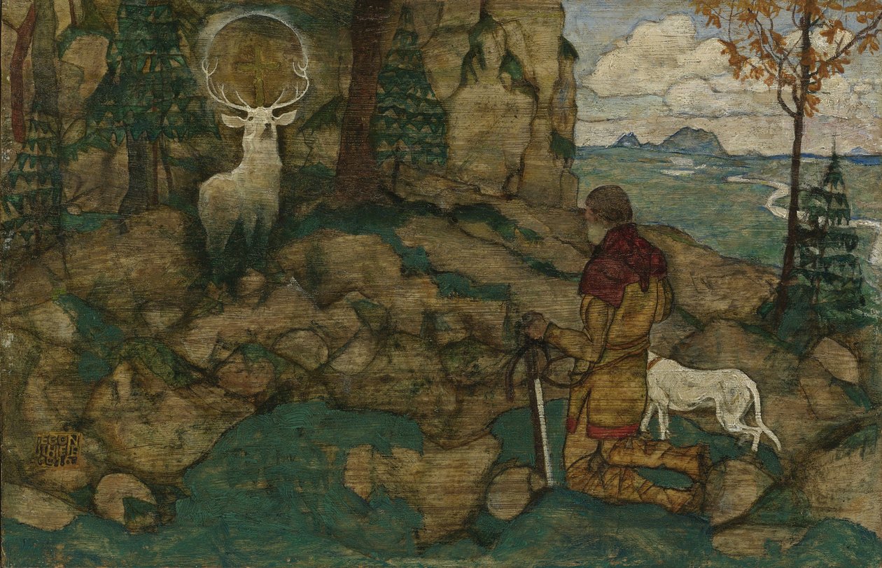 Sankt Huberts vision, 1916 av Egon Schiele