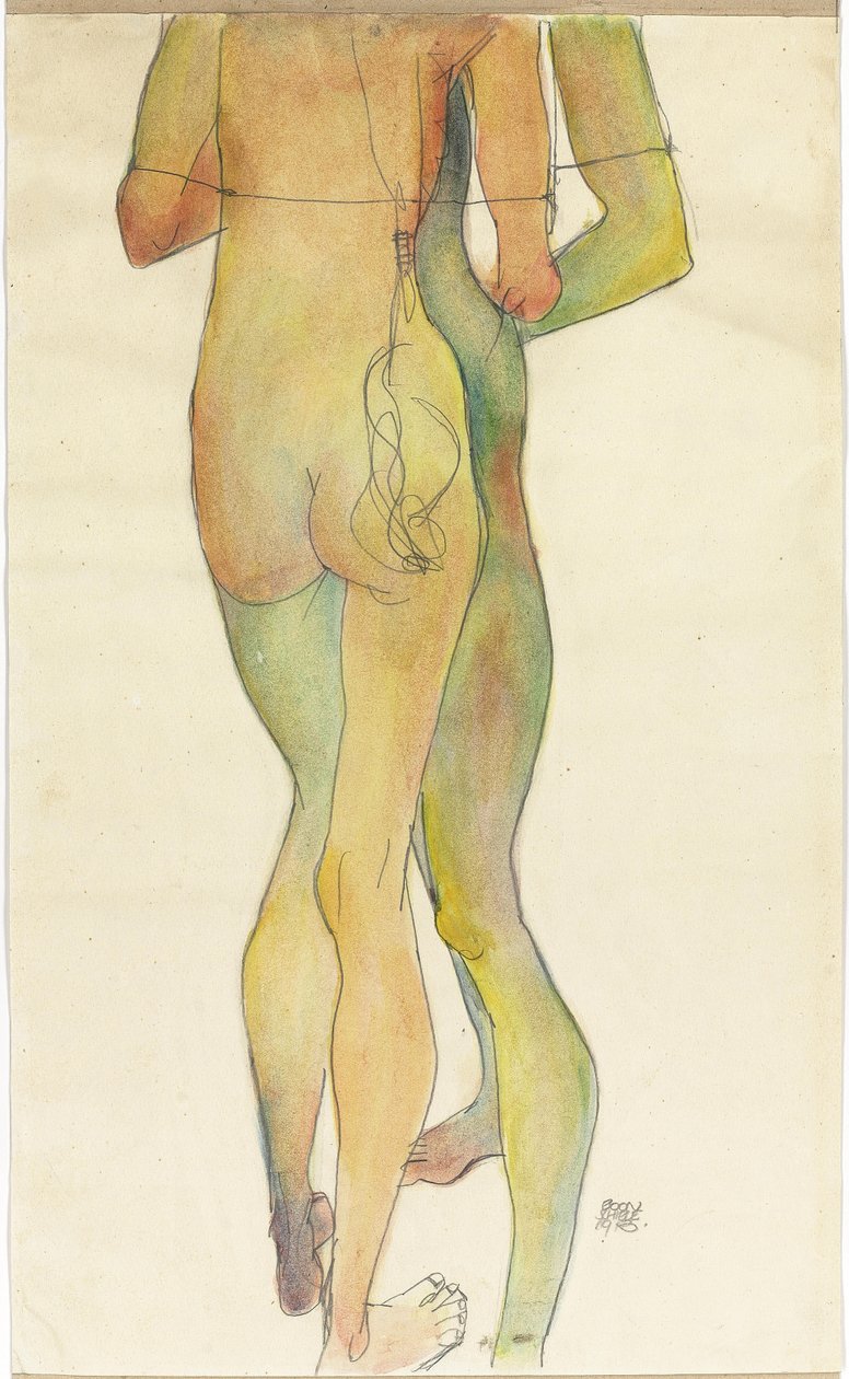 Två stående nakenbilder av Egon Schiele