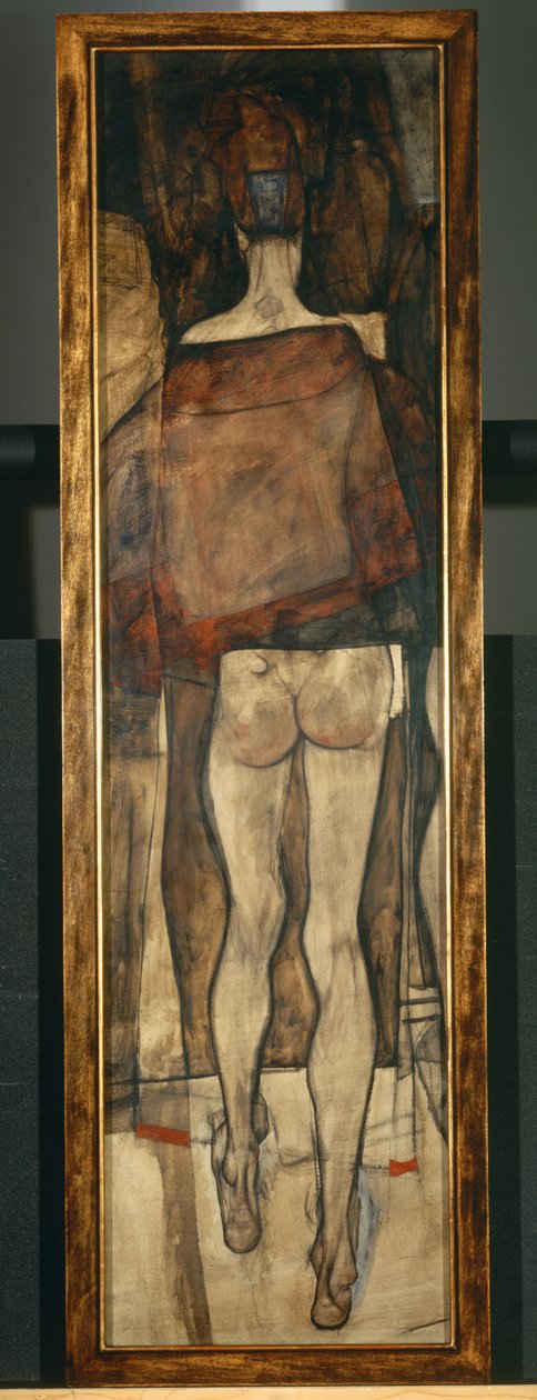 Kvinnlig naken med sjal, fragment, Kvinnlig naken med sjal, fragment1913 ... (olja på duk) av Egon Schiele