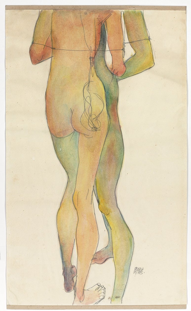 Två stående nakenbilder, 1913 av Egon Schiele