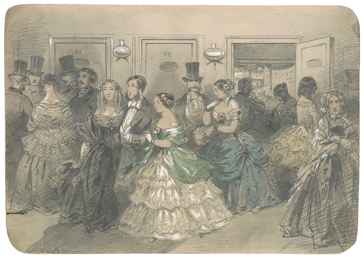 Svenska Operan, ca 1850 (penna med wc förhöjd med vitt) av Egron Sellif Lundgren