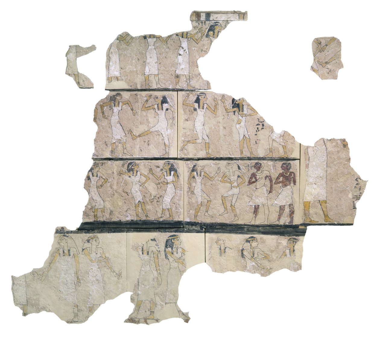 Fragment av en väggmålning med dansande flickor, detalj av Egyptian