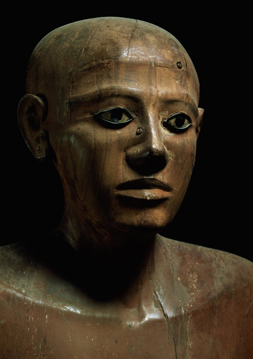 Staty av kansler Nakhti, från Asyut, tidiga Mellersta kungariket, c.1900 f.Kr. (målat trä) (detalj) av Egyptian 12th Dynasty
