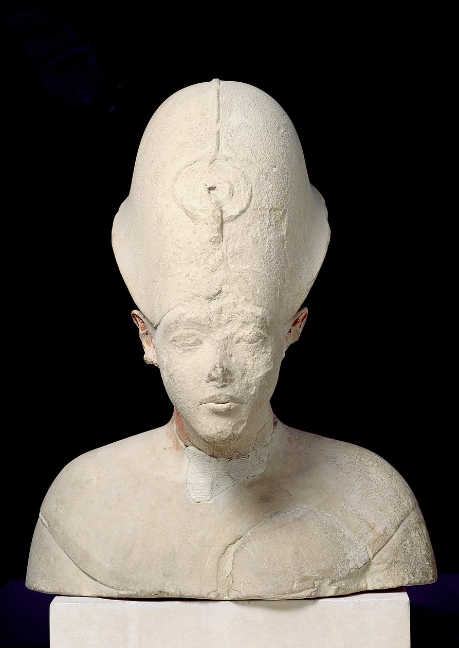 Byst av Amenophis IV (Akhenaten) från Tell el-Amarna, Nya riket, ca 1353-1337 f.Kr. (kalksten) av Egyptian 18th Dynasty