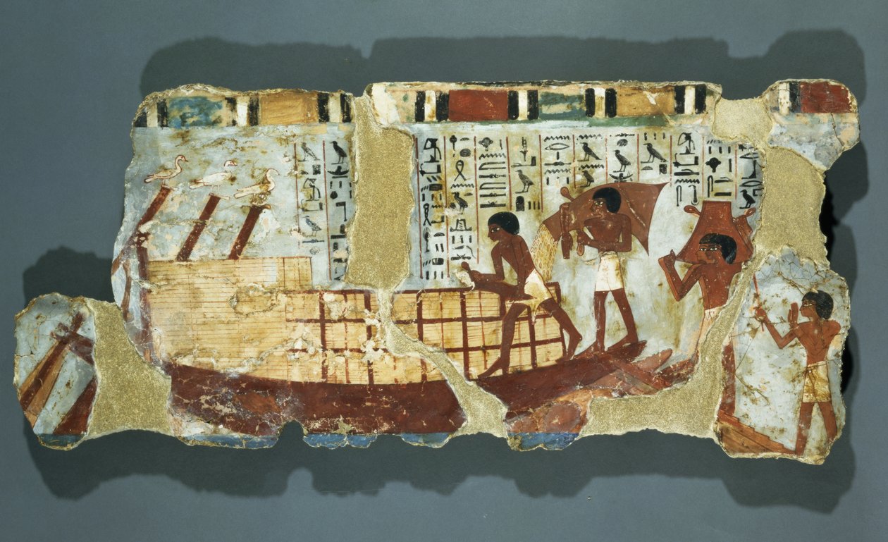 Lastning av spannmål, från Unsous grav, östra Thebe, Nya riket (väggmålning) av Egyptian 18th Dynasty