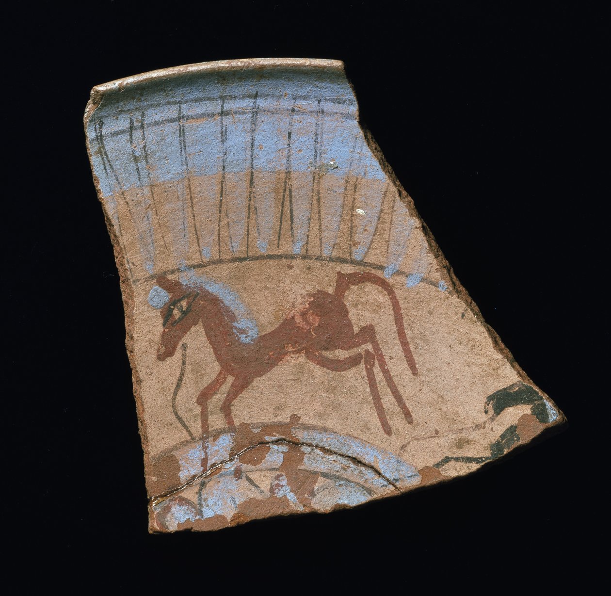 Skärva målad med en galopperande häst, från Tell el-Amarna, New Kingdom (keramik) av Egyptian 18th Dynasty