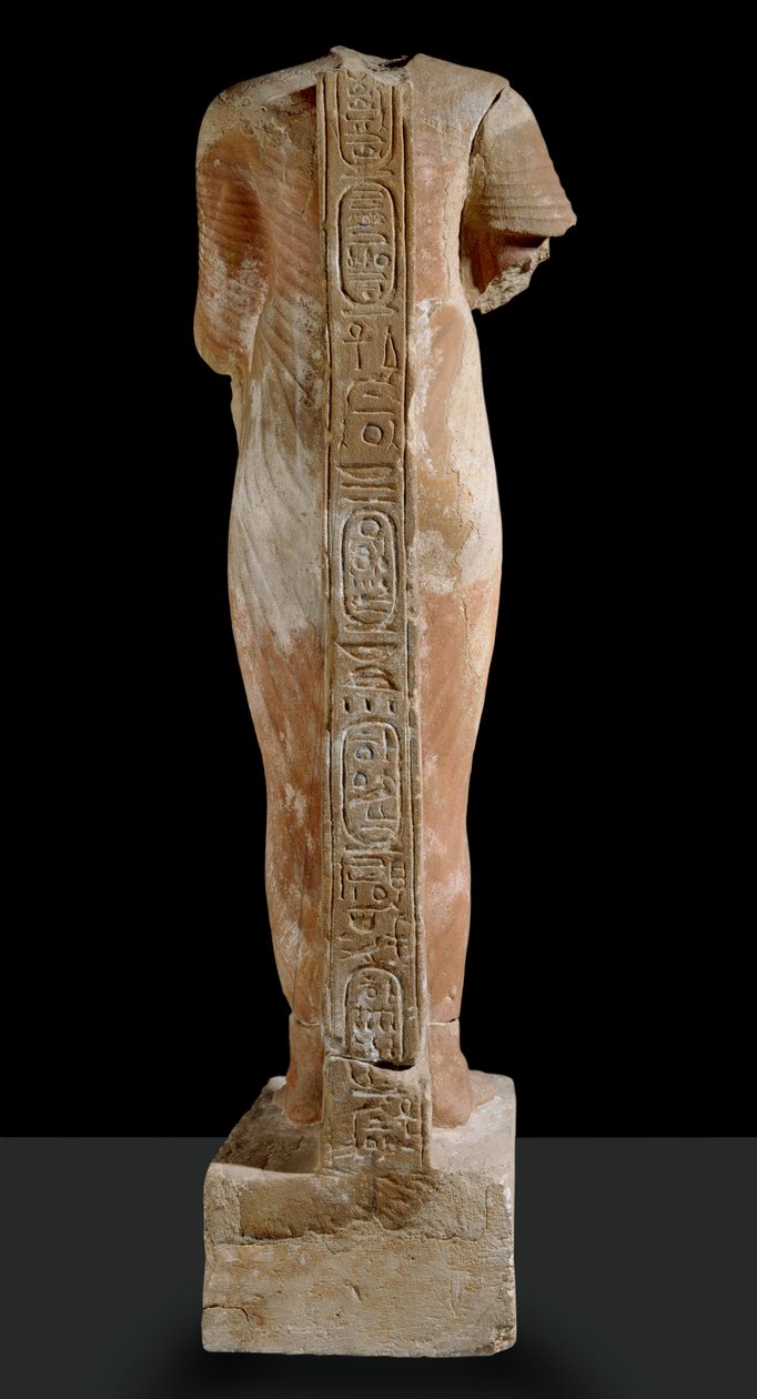 Staty av Akhenaten, vy av baksidan av Egyptian 18th Dynasty