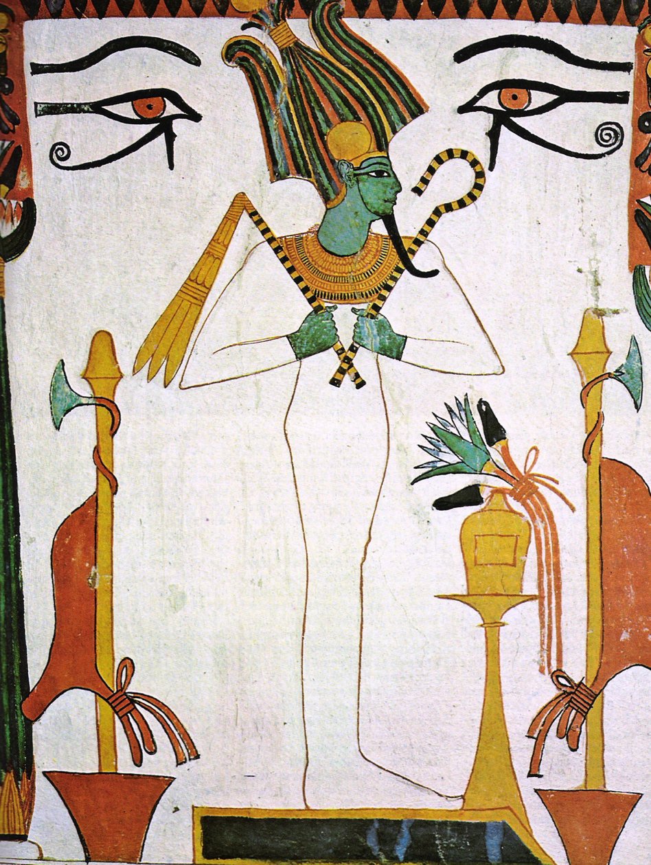 Osiris från Sennedjems grav, c.1290 f.Kr. väggmålning av Egyptian 19th Dynasty