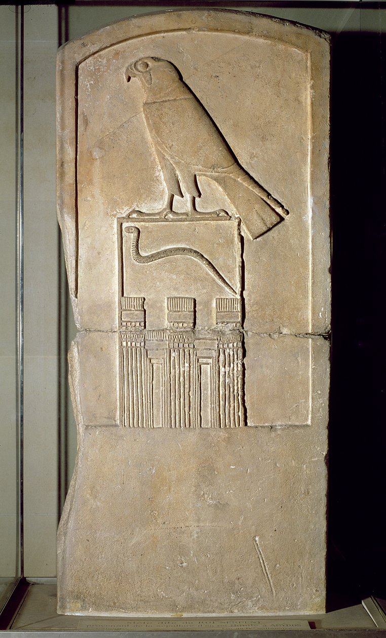 Ormkung stela, c.3000 f.Kr. (kalksten) (se även 391195) av Egyptian 1st Dynasty