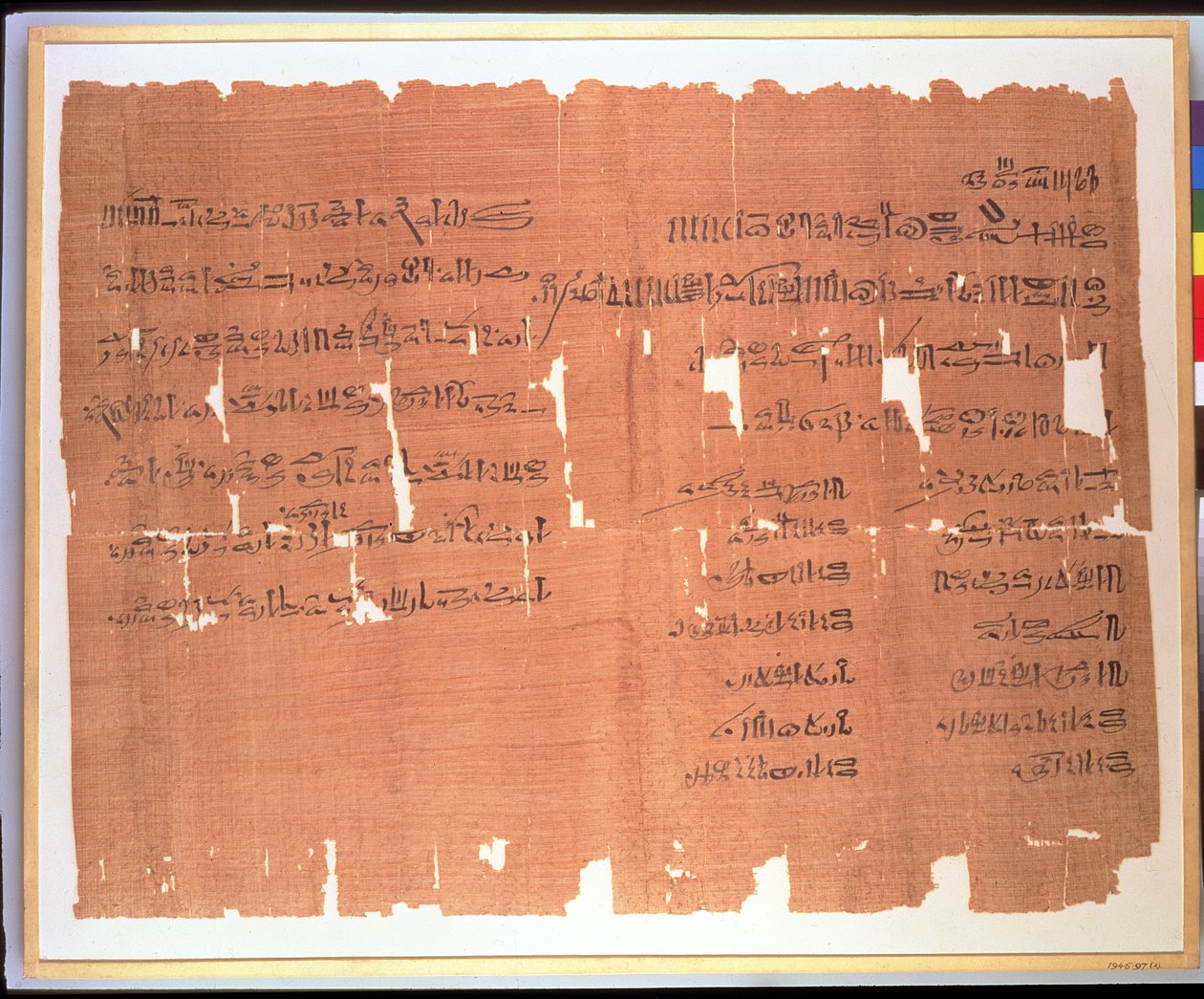 Testamente gjord av en thebansk dam vid namn Naunakhte, som fördelar sin egendom bland barnen i hennes två äktenskap, hieratisk inskrift, c.1156-51 f.Kr. (papyrus) av Egyptian 20th Dynasty