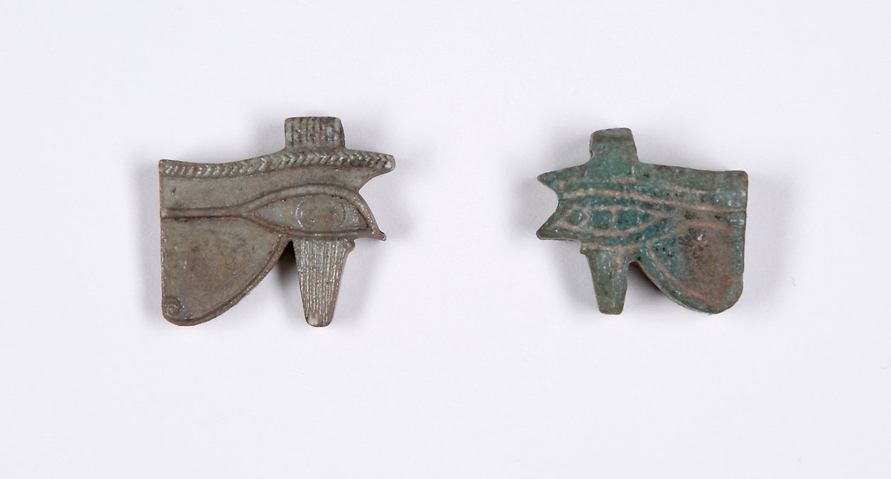 Udjat Eye Amulet, 750 BC fajans & grön glasyr av Egyptian 22nd Dynasty