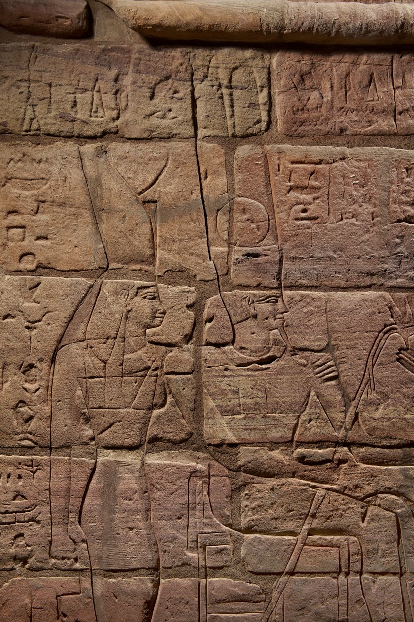 Detalj av muren i Aspelta, c.680 f.Kr. sandsten av Egyptian 25th Dynasty