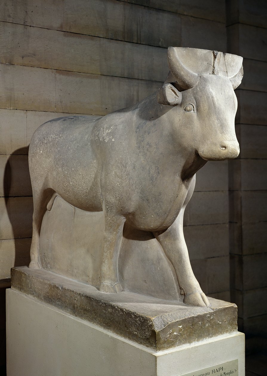 Apis Bull, från Serapeum, Memphis (kalksten) av Egyptian 30th Dynasty