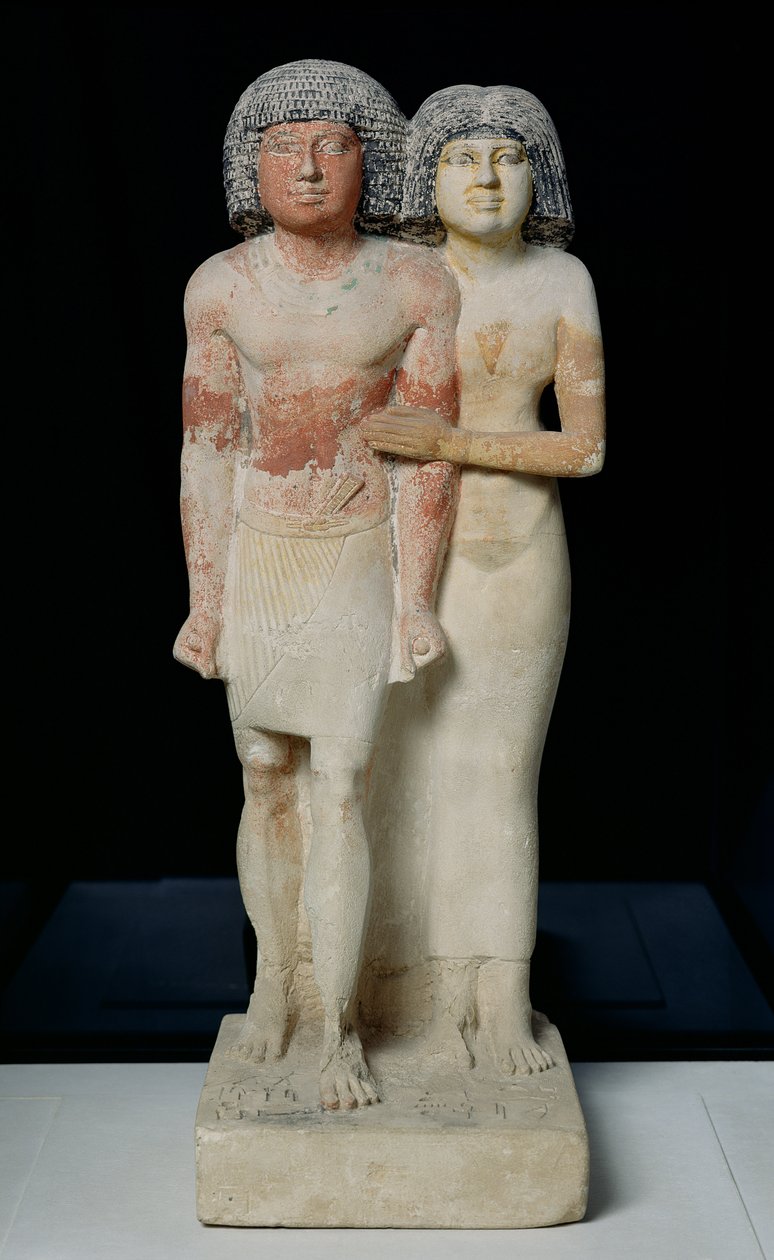 Staty av Raherka och Meresankh, Gamla kungariket (kalksten) av Egyptian 5th Dynasty