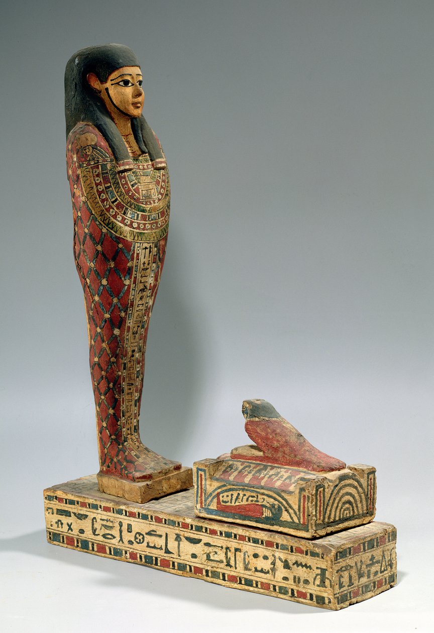 Statyett av Osiris av Iahmes (målat trä) av Egyptian Ptolemaic Period
