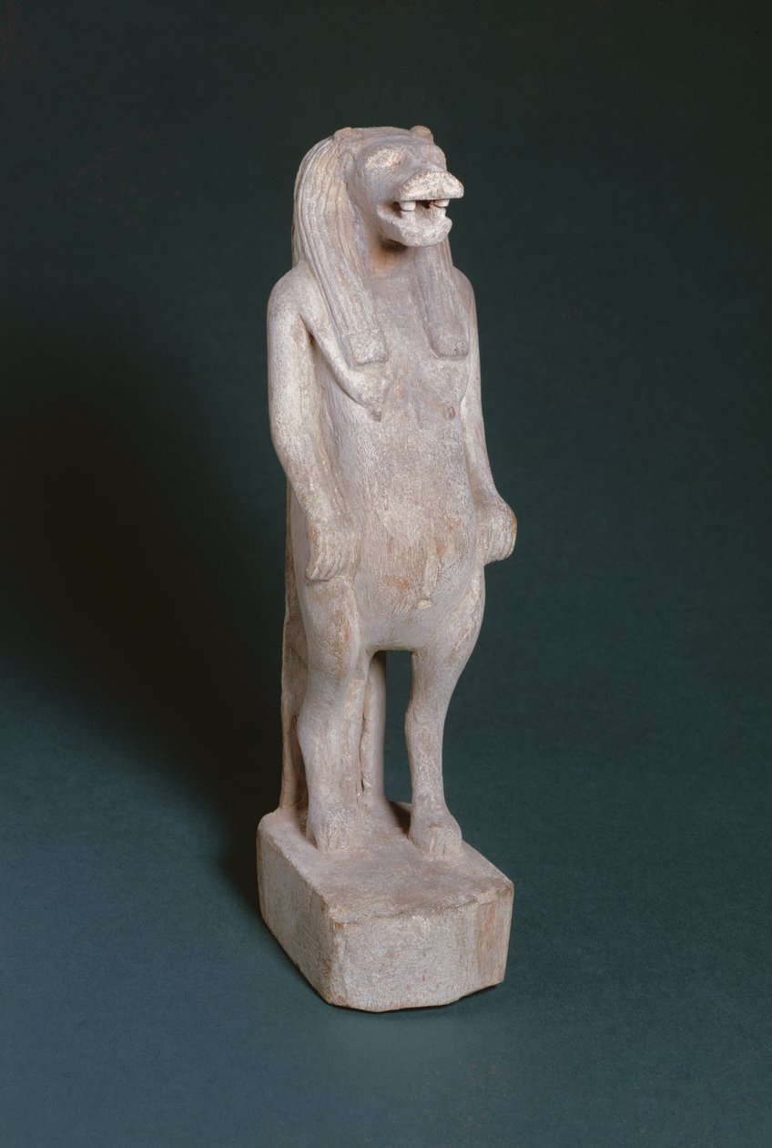 Statyett av Taweret, äktenskapets och barnuppfostrans gudinna, 2:a-1:a århundradet f.Kr. (trä) av Egyptian Ptolemaic Period