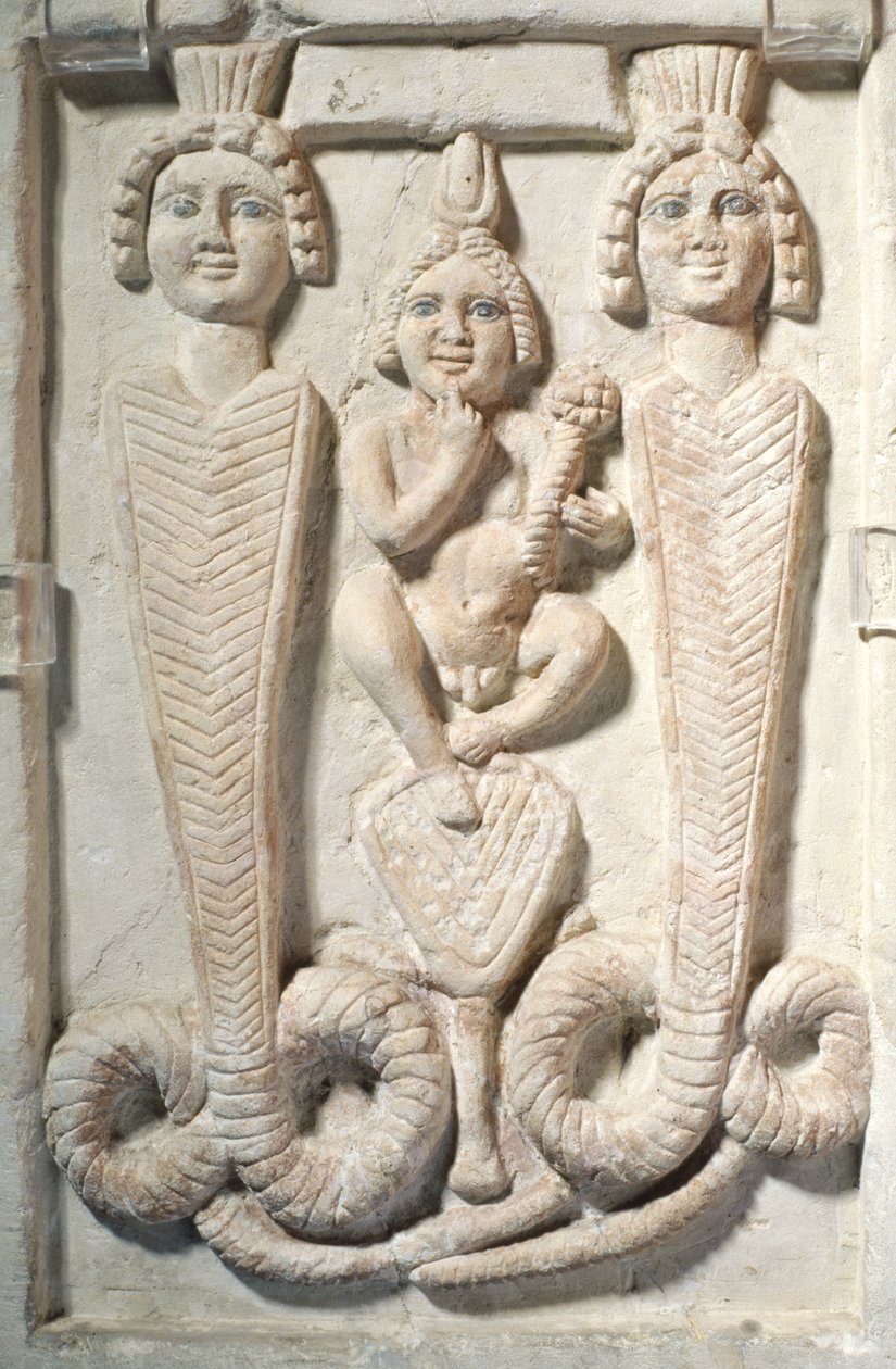 Harpokrates på Lotus, koptisk (kalksten) av Egyptian