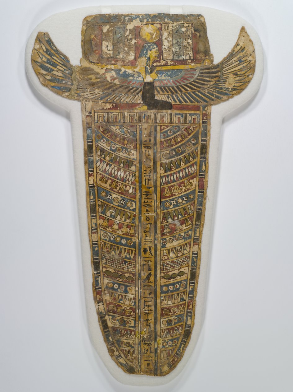 Målat mumieöverdrag (förkläde), 305-30 f.Kr. (linne, gesso, färg och förgyllning) av Egyptian