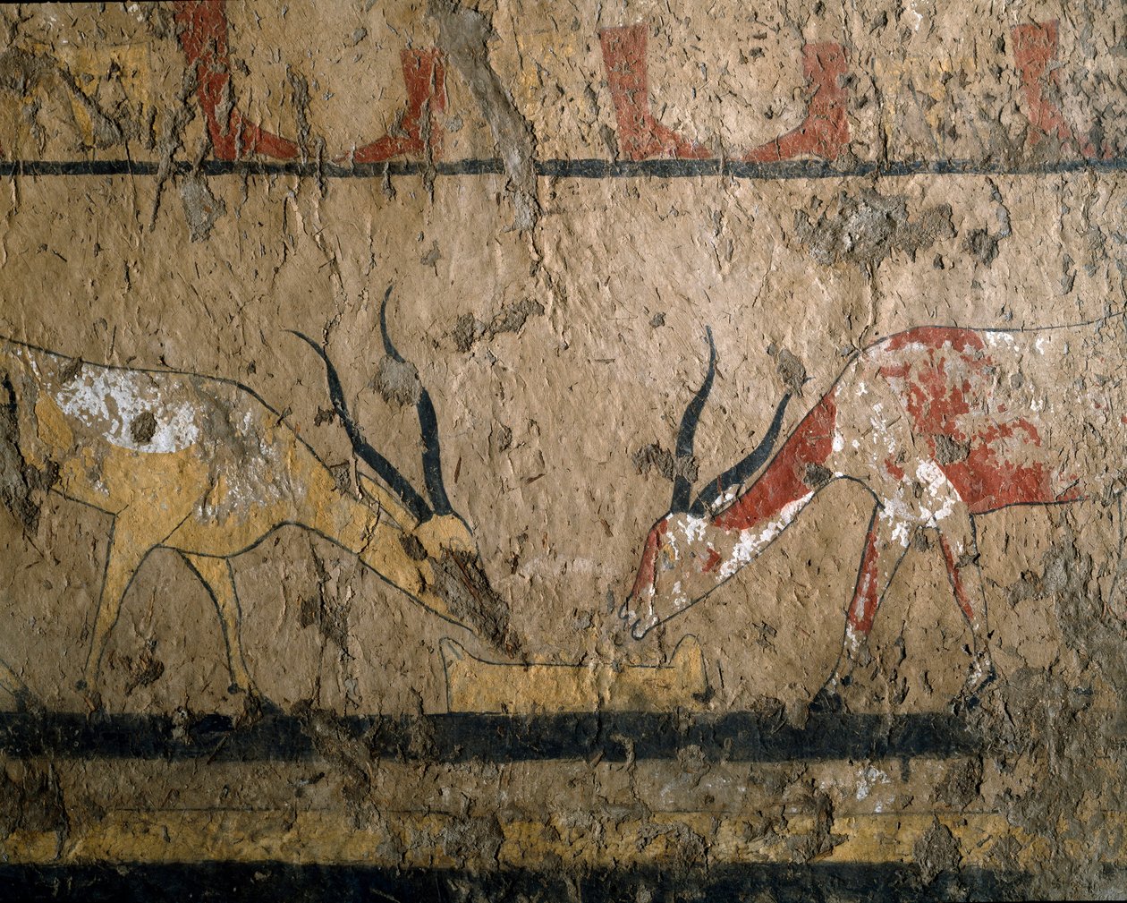 Egyptisk antikvitet: uppfödning av betail. Fresk av drottning Neferou III:s grav. 12:e dynasti. 2200-2000 f.Kr. Från El Ghebelen. Turin, egyptiskt museum av Egyptian 12th Dynasty