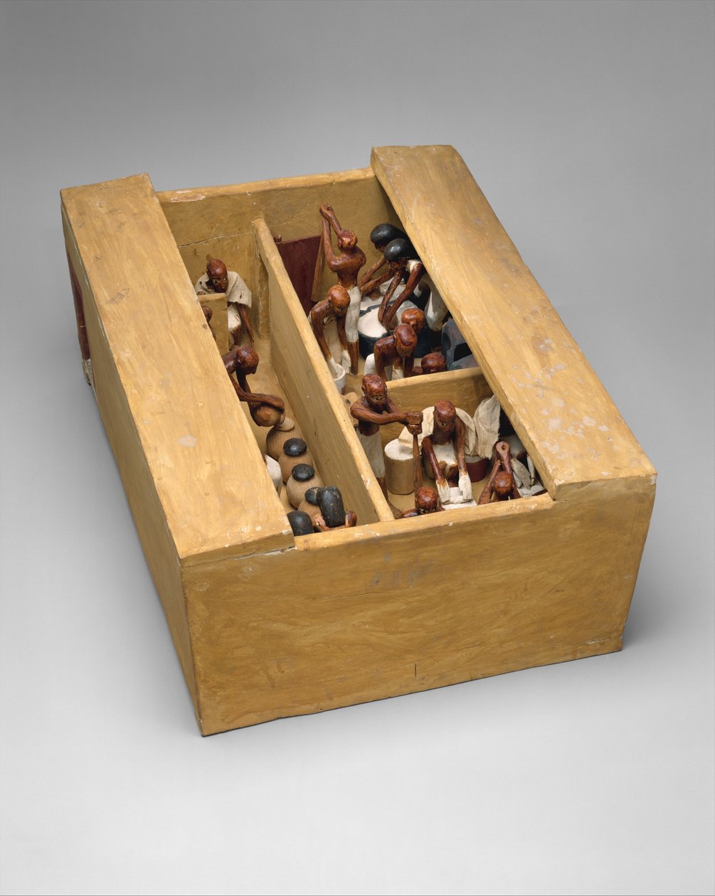 Modell bageri och bryggeri från graven av Meketre, c.1981–1975 f.Kr. (trä, gesso, färg, linne) av Egyptian 12th Dynasty