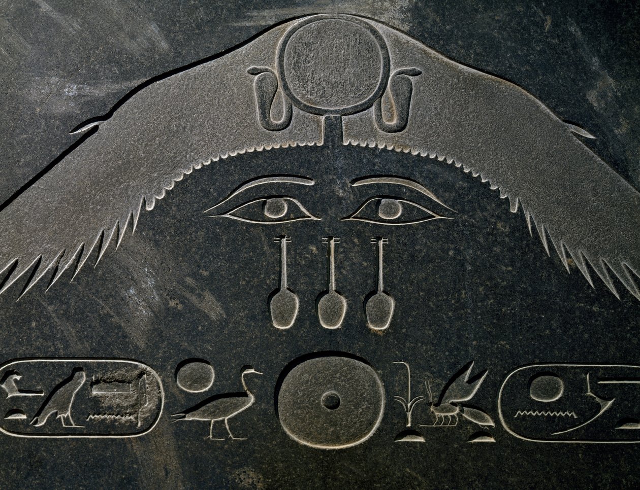 Pyramidion of Amenemhat III, höjd 140 cm, basalt, från Dahshur, Detalj, Egyptisk civilisation, Mellanriket, Dynasti XII av Egyptian 12th Dynasty
