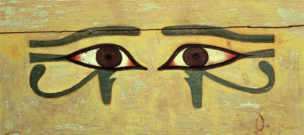 Udjat Eyes on a Coffin, Middle Kingdom (trä och färg) av Egyptian 12th Dynasty