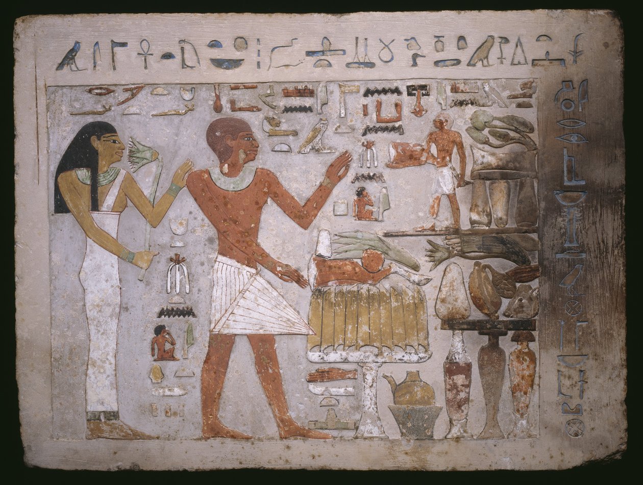 Väggfragment från graven av Amenemhet och hans fru Hemet, Mellersta kungariket av Egyptian 12th Dynasty