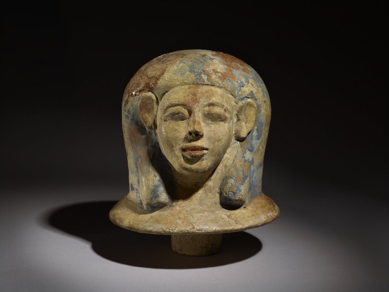 Canopic burklock i form av ett huvud av Egyptian 17th Dynasty