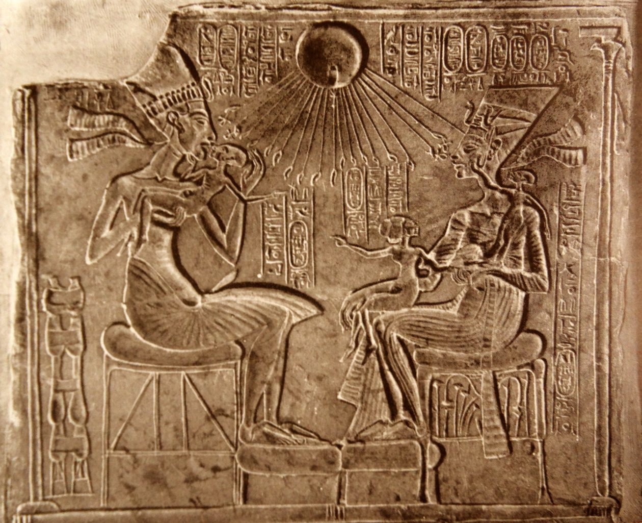 Akhenaton och hans familj, från Akhetaten (moderna Tell el-Amarna). av Egyptian 18th Dynasty
